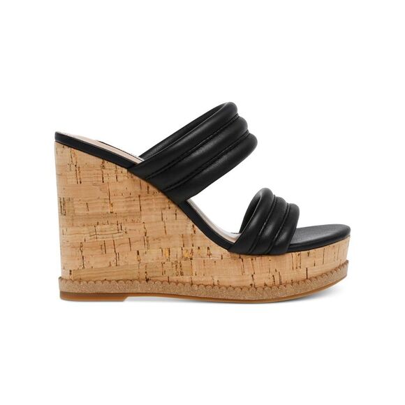 STEVE MADDEN Shoes - STEVE MADDEN Womens Black 1-1/2" Platform Wipeout Wedge Heeled Sandal 11 M